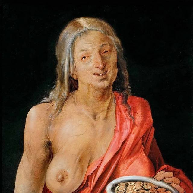 手绘老人女性油画装饰画