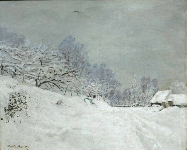 油絵 F4-081511 風景（雪の山岳風景） - 絵画