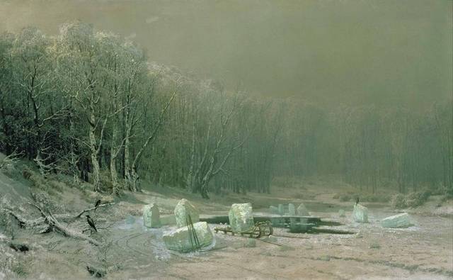 迷雾树林油画装饰画