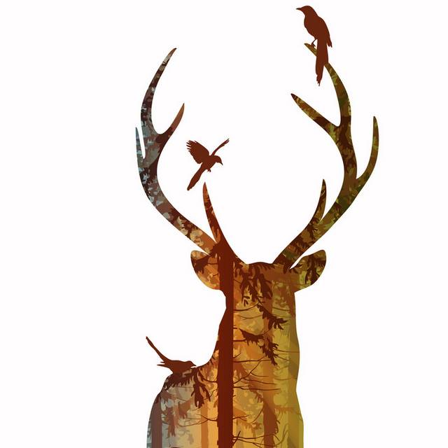 彩色麋鹿装饰画1
