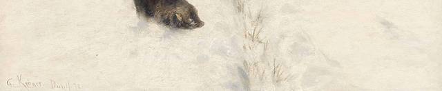 雪中的野猪无框画