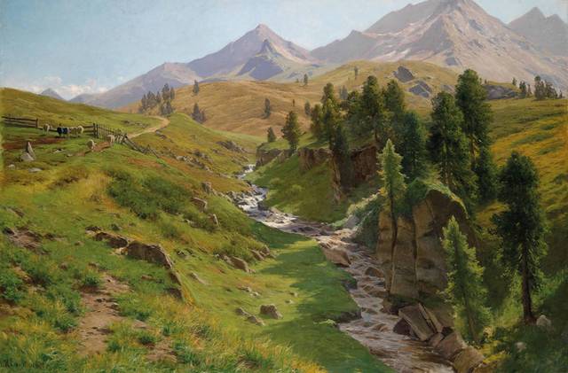 山间小溪装饰画