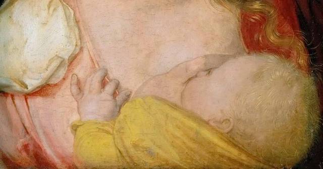 抱着婴儿的女人油画素材