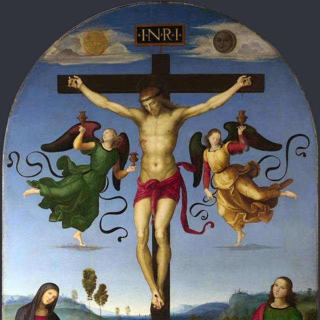 被钉死在十字架上的耶稣油画素材