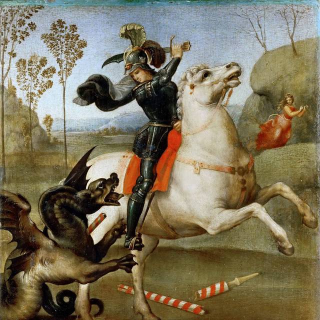 杀死魔鬼的骑士油画素材