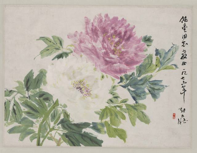粉白牡丹中式装饰画