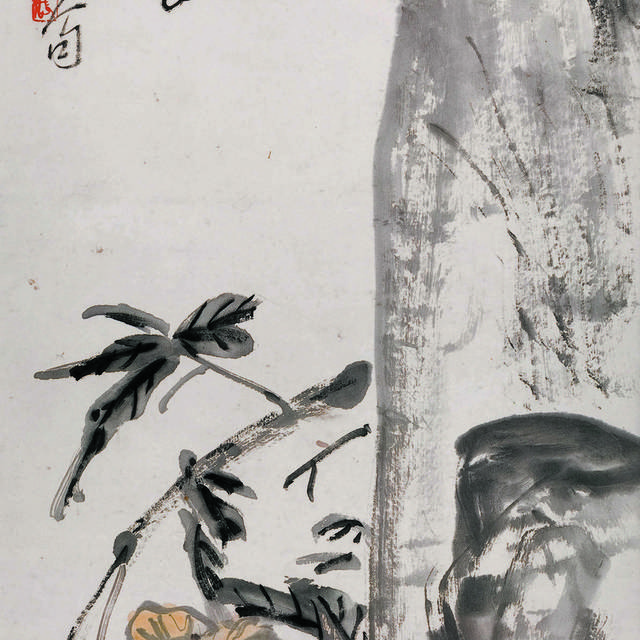 山石黄花中式装饰画