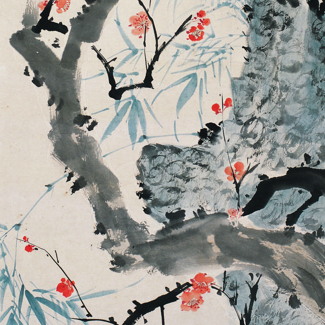 小鸟红梅中式装饰画