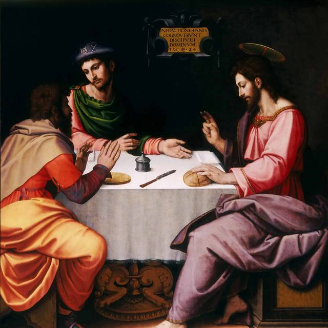 基督复活的三联画油画素材