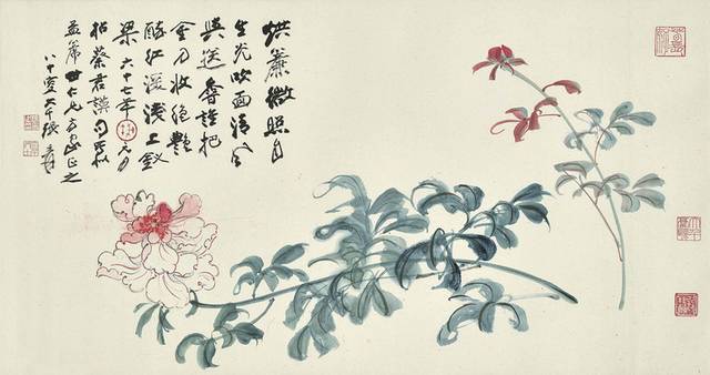 藤蔓上的叶子和花朵装饰画