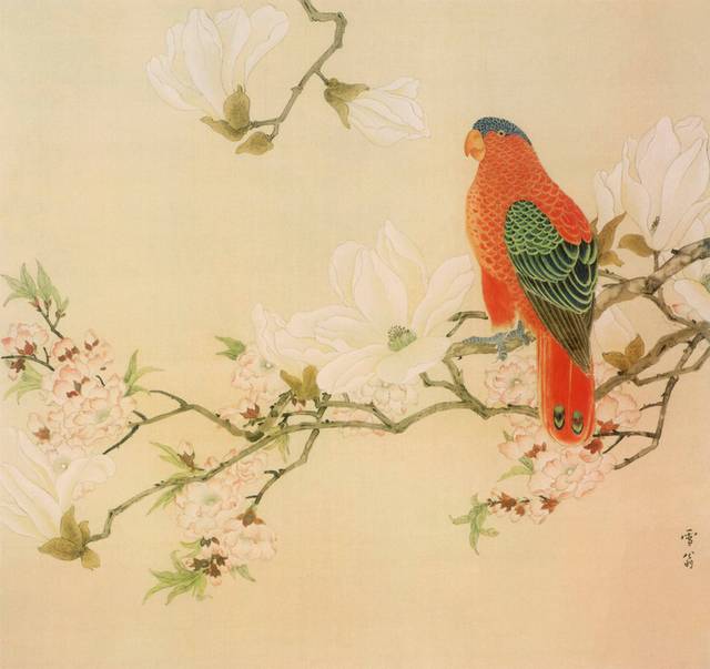 花朵鹦鹉中式装饰画