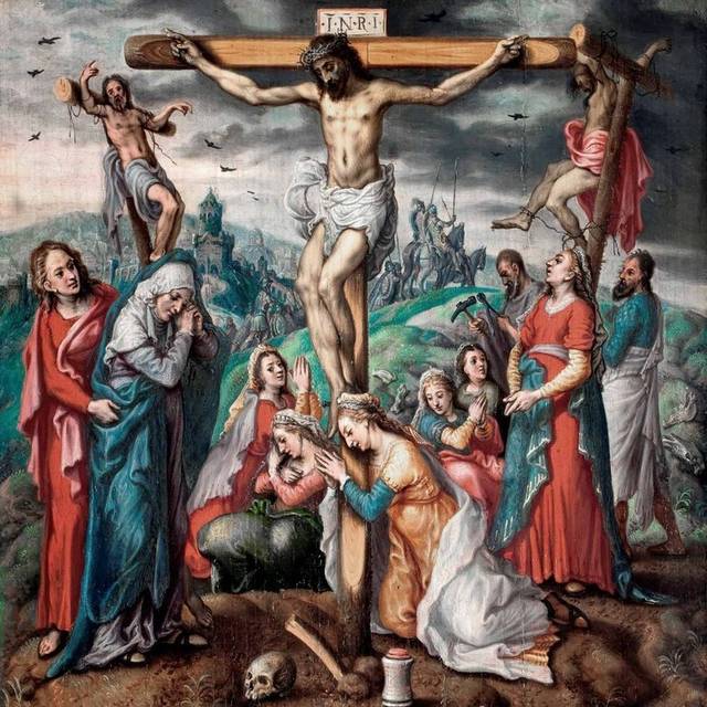 耶稣被钉死在十字架上油画素材
