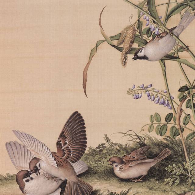 麻雀花枝中式装饰画