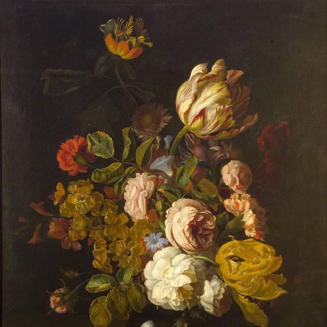 花朵和小鸟油画素材