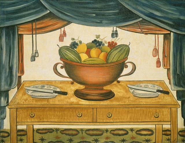欧美餐桌水果油画