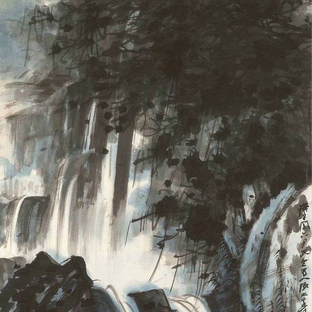 瀑布水墨装饰画