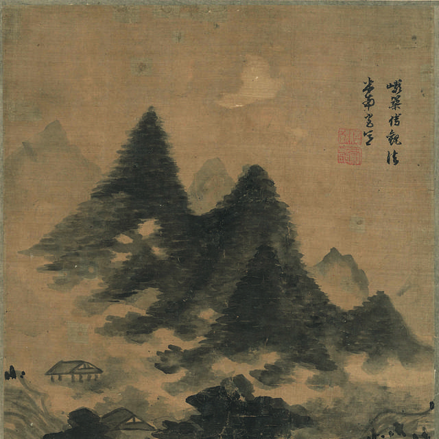 水墨山水屋舍装饰画