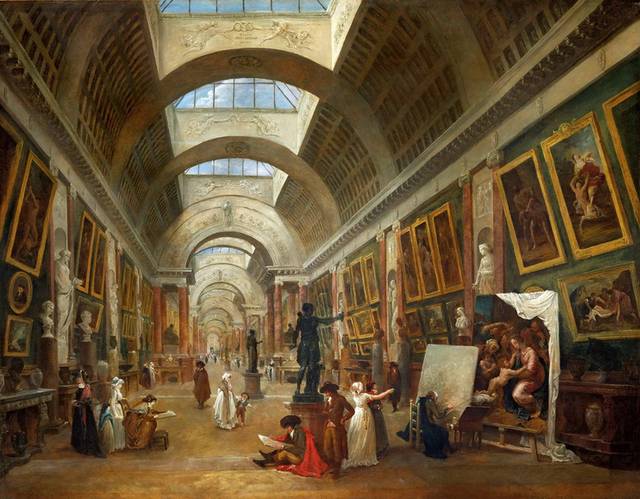 796年卢浮宫大画廊的修正项目油画素材