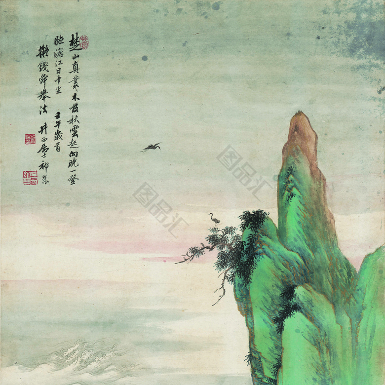 金碧青绿山水轴装饰画_图品汇