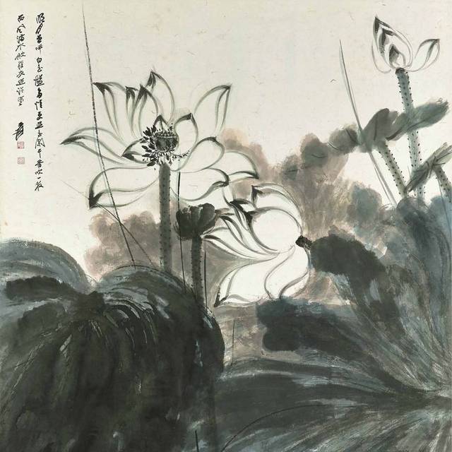 荷花水墨装饰画1