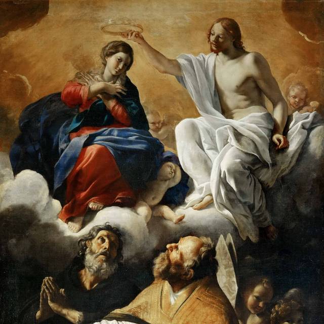 圣徒奥古斯丁和威廉的圣母加冕礼油画装饰画