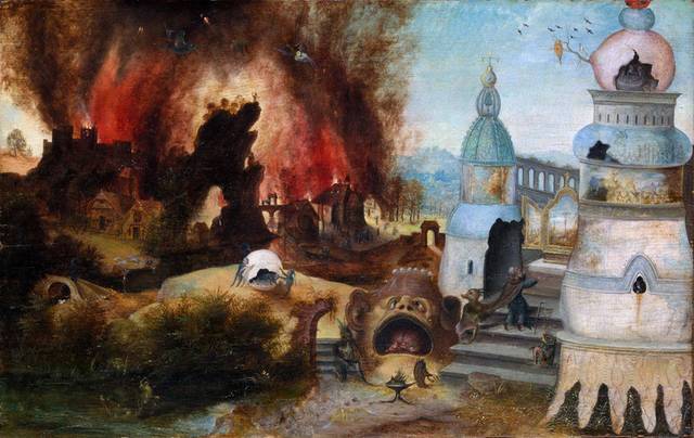 燃烧的村庄油画装饰画