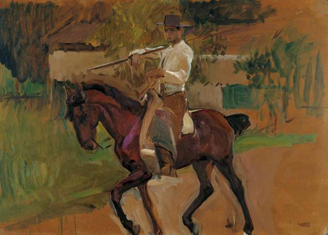 骑马的男人油画装饰画