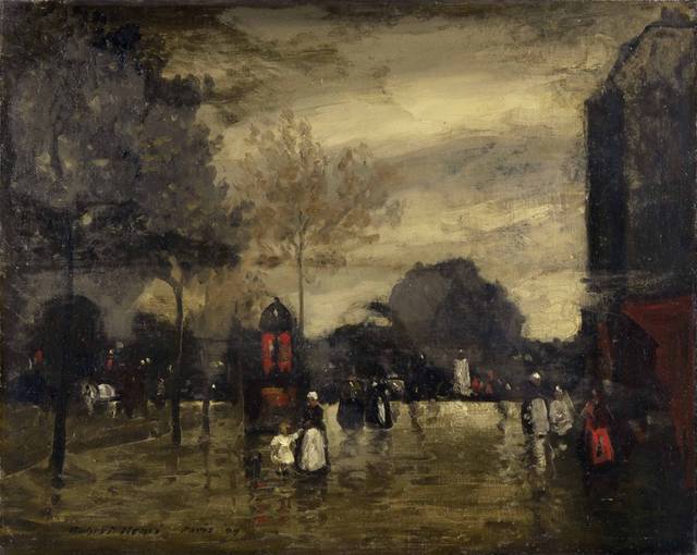 巴黎雨天的街道油画装饰画