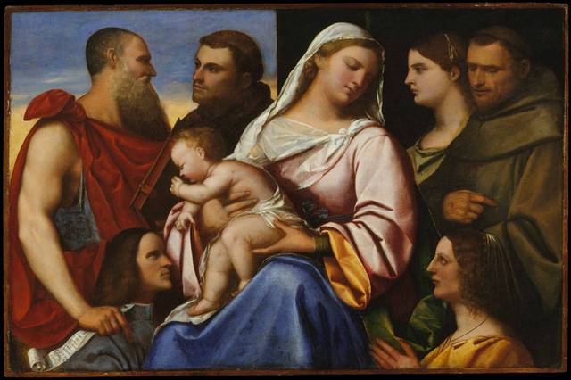 麦当娜与圣徒和捐赠者的孩子油画无框画