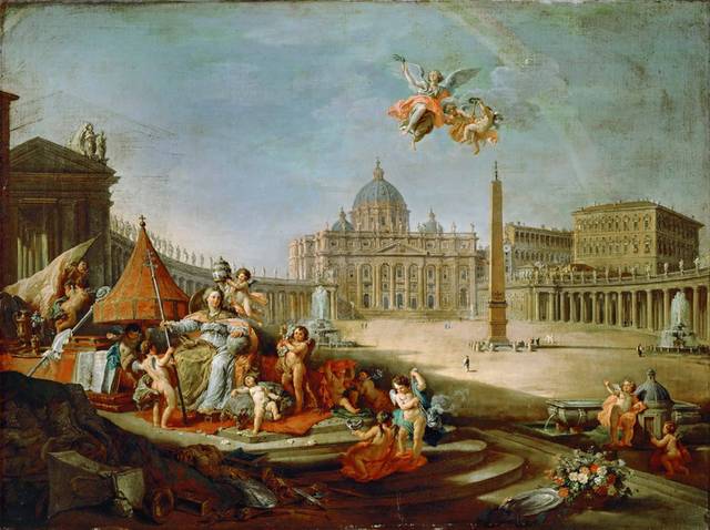 圣彼得广场与教皇的寓言油画装饰画