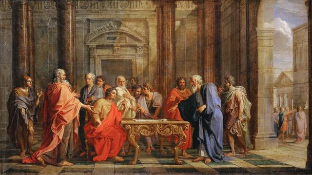 梭伦坚持自己的法律反对雅典人的反对意见油画素材