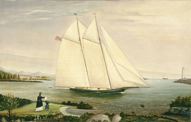 欧美人物帆船油画