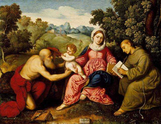 麦当娜与圣徒杰罗姆和弗兰西斯的孩子油画素材