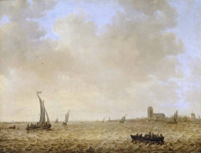 海景与多德雷赫特的视图油画素材