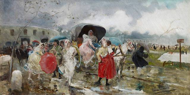 雨中的人油画装饰画