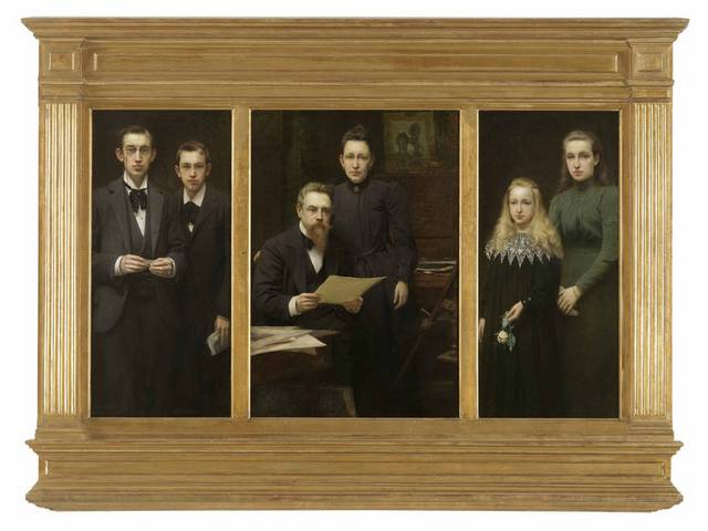 艺术家和他的家族肖像油画素材
