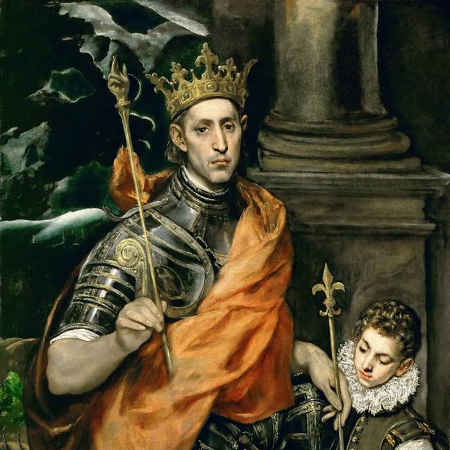 圣路易斯法国国王和一个小男孩油画装饰画