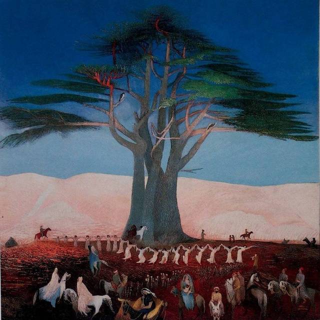 黎巴嫩雪松的朝圣油画素材
