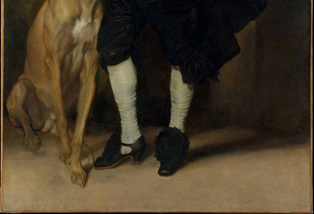 一个男人和他的狗油画无框画