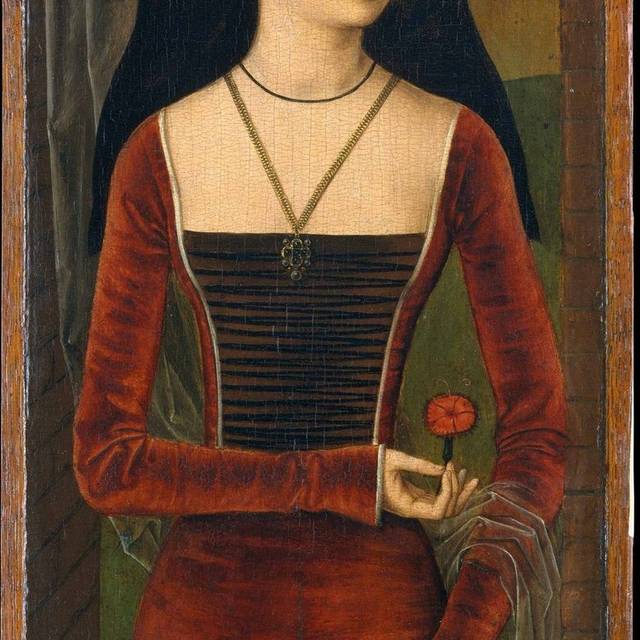 穿着红色衣服的女人油画无框画