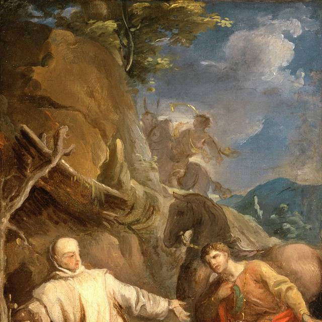 圣马丁与乞丐分享他的外套油画素材