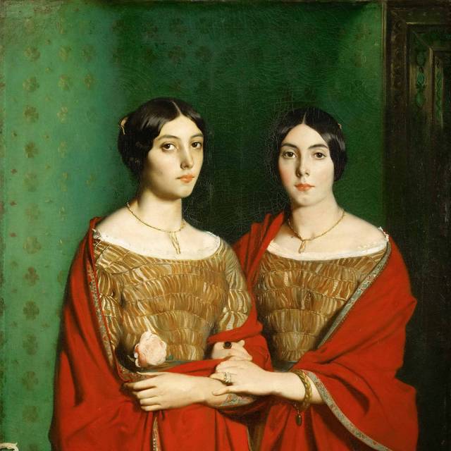 画家的两个姐妹阿黛勒和杰纳维夫查斯罗油画素材