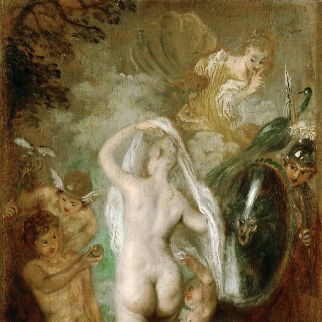 镜子前的裸女油画素材