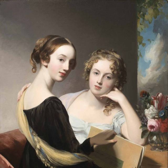玛丽和艾米莉麦克恩恩的肖像油画素材