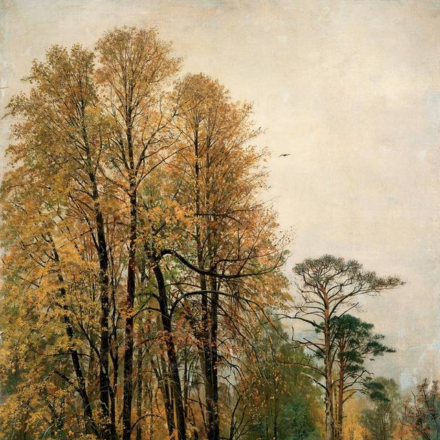 秋天的树木风景油画装饰画