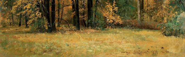 秋天的树木风景油画装饰画