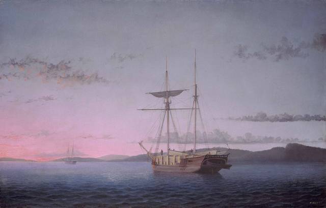 美式渔船油画