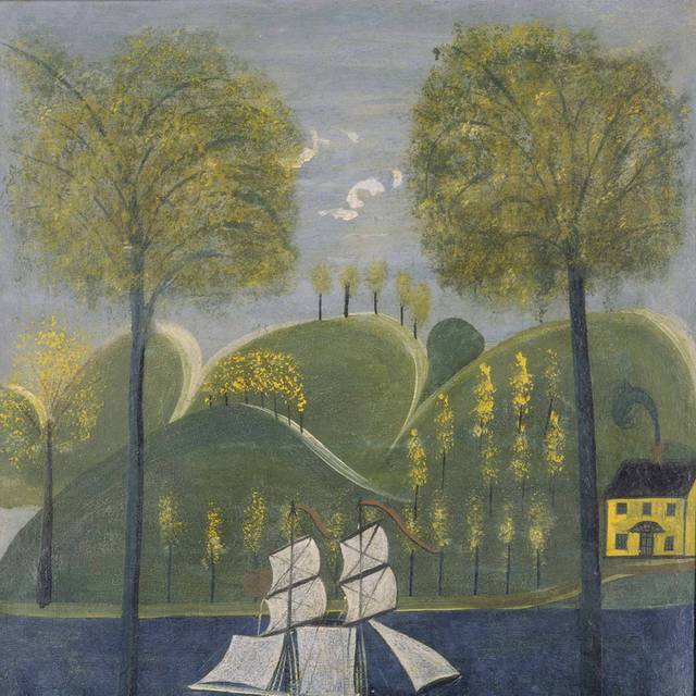 欧美河流船只油画