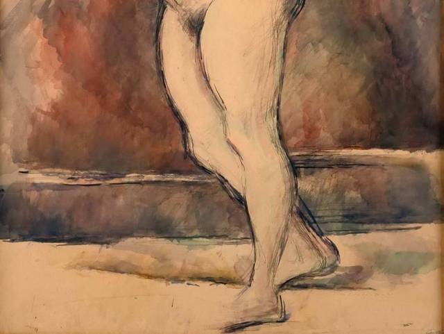 双臂抬起的裸女油画素材