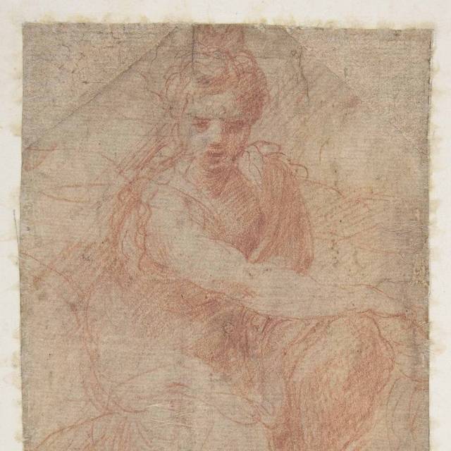 坐着的女神戴安娜素描装饰画